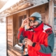 A man looking at Ski Apps.